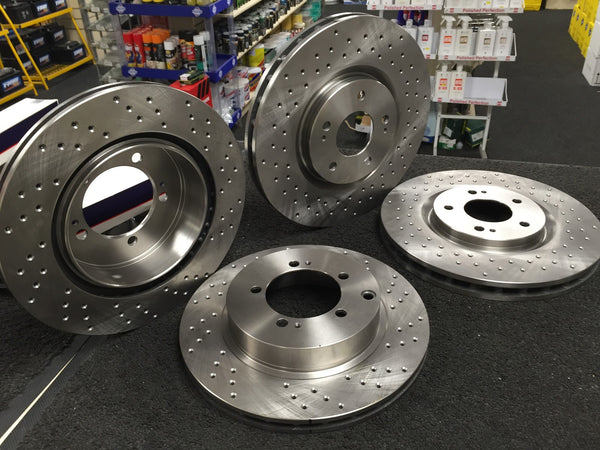 FOR SUBARU IMPREZA WRX 294+290X190BRAKE DISC CROSS DRILLED PERFROMANCE FR RR