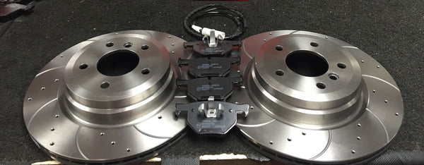 BMW 335D E92 REAR BRAKE DISC CROSS DRILLED GROOVED MINTEX PADS REAR 