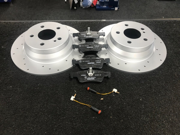 FOR CLS CLS220 BLUETEC AMG LINE REAR SOLID BRAKE DISC CROSS DRILLED PADS