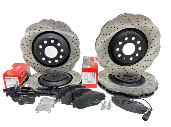AUDI S3 GOLF  MK7 R GTi WAVY RS SYLE PERFORMANCE BRAKE DISC MINTEX BRAKE PADS