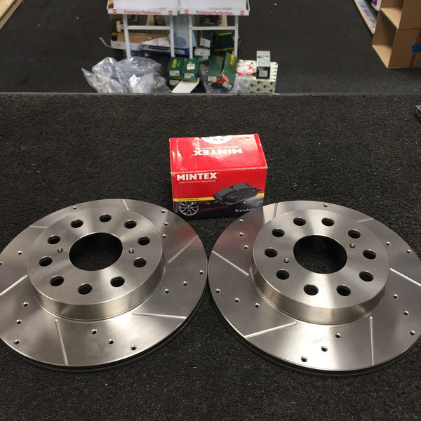 FOR MR2 MK2 GT SW20 1990-1991REV 1 BRAKE DISC REAR DRILLED GROOVED MINTEX PAD