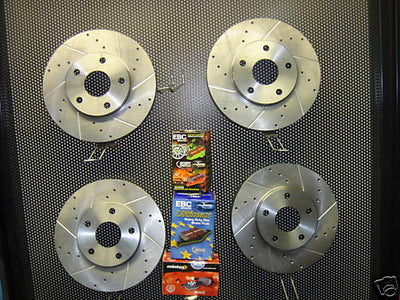 FOR IMPREZA WRX STI RA DRILLED GROOVED FRONT REAR BRAKE DISC