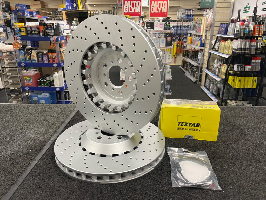 BMW F10 M5 F12 F13 M6 DRILLED BRAKE DISC TEXTAR BRAKE PADS SENSOR 400mm