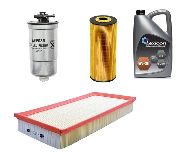 AUDI A3 97-03 MK1 1.9TDI OIL AIR FUEL FILTERS + 5L FULLY SYNTHETIC SERVICE KIT 