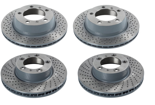 PORSCHE Cayman 981C FRONT REAR CROSS DRILLED BRAKE DISCS FRONT REAR