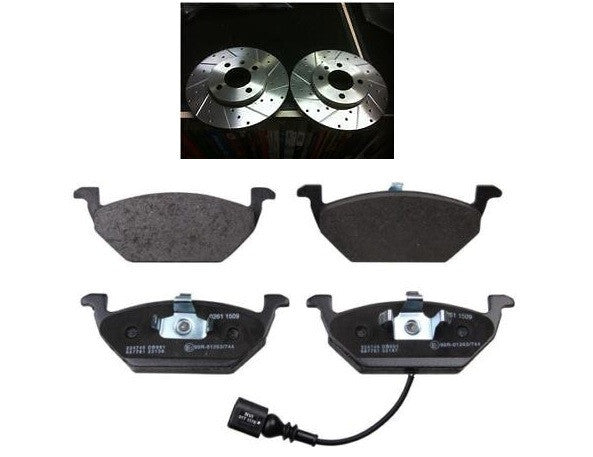 FOR AUDI A1 SEAT SKODA VW POLO FRONT DRILLED GROOVED BRAKE DISCS AND PADS 256MM