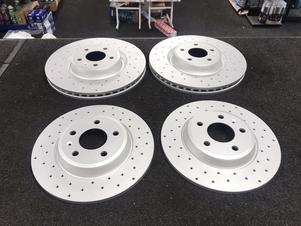 AUDI A4 A6 S4 A5 TFSI QUATTRO SLINE CROSS DRILLED BRAKE DISCS 345MM +300MM F+R