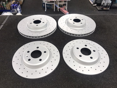 AUDI A4 A6 S4 A5 TFSI QUATTRO SLINE CROSS DRILLED BRAKE DISCS 345MM +300MM F+R