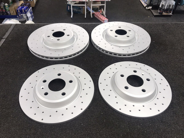 AUDI A4 A6 S4 A5 TFSI QUATTRO SLINE CROSS DRILLED BRAKE DISCS 345MM +300MM F+R