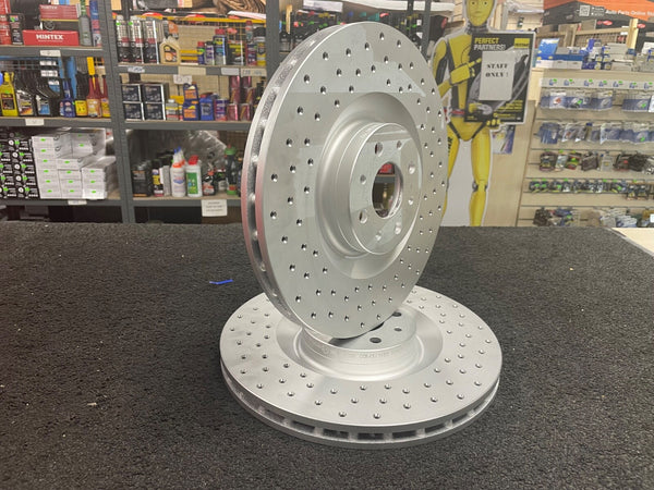 FOR FIAT ABARTH 500/595/695 FRONT AXLE BRAKE DISCS PAIR 330mm X 28mm DRILLED