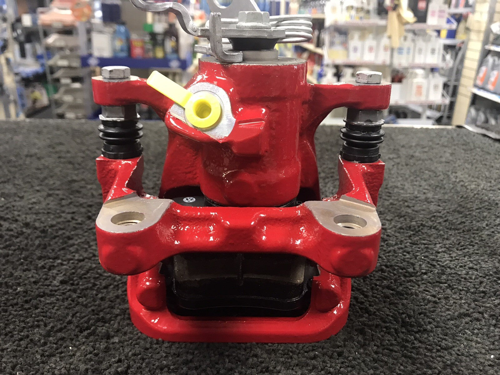 AUDI S1 QUATTRO REAR BRAKE CALIPER LH COMPLETE BRACKET PADS GENUINE OE RED