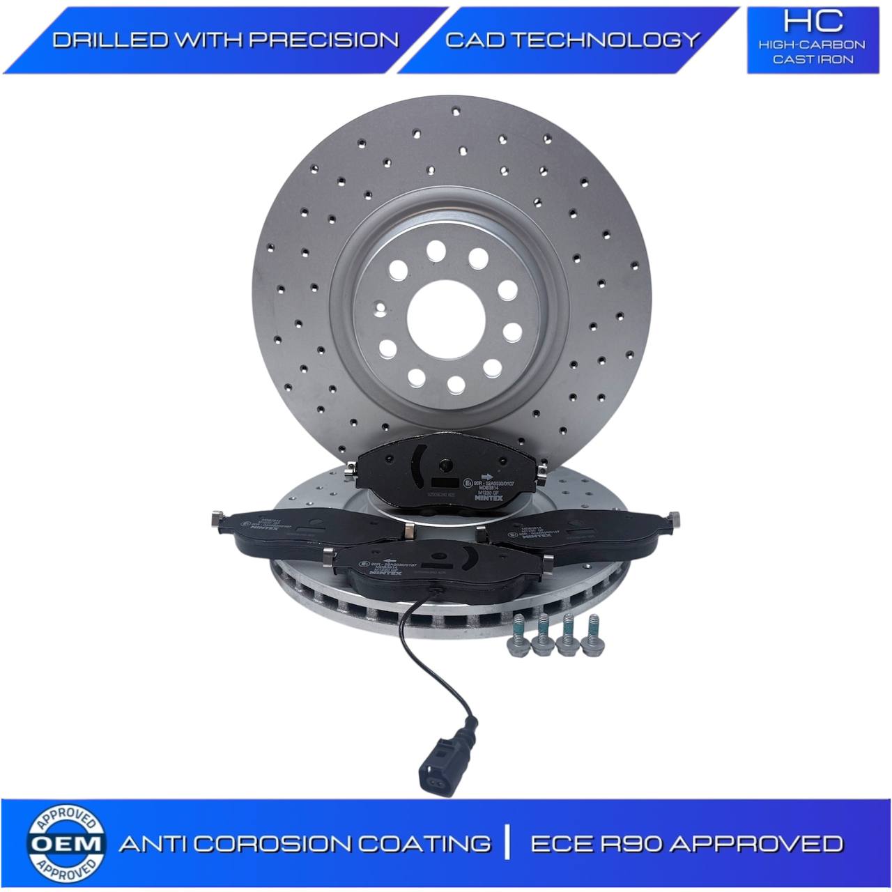 VW PASSAT TIGUAN BiTDI SCR BMT 4MOTION CROSS DRILLED BRAKE DISC PADS 340M