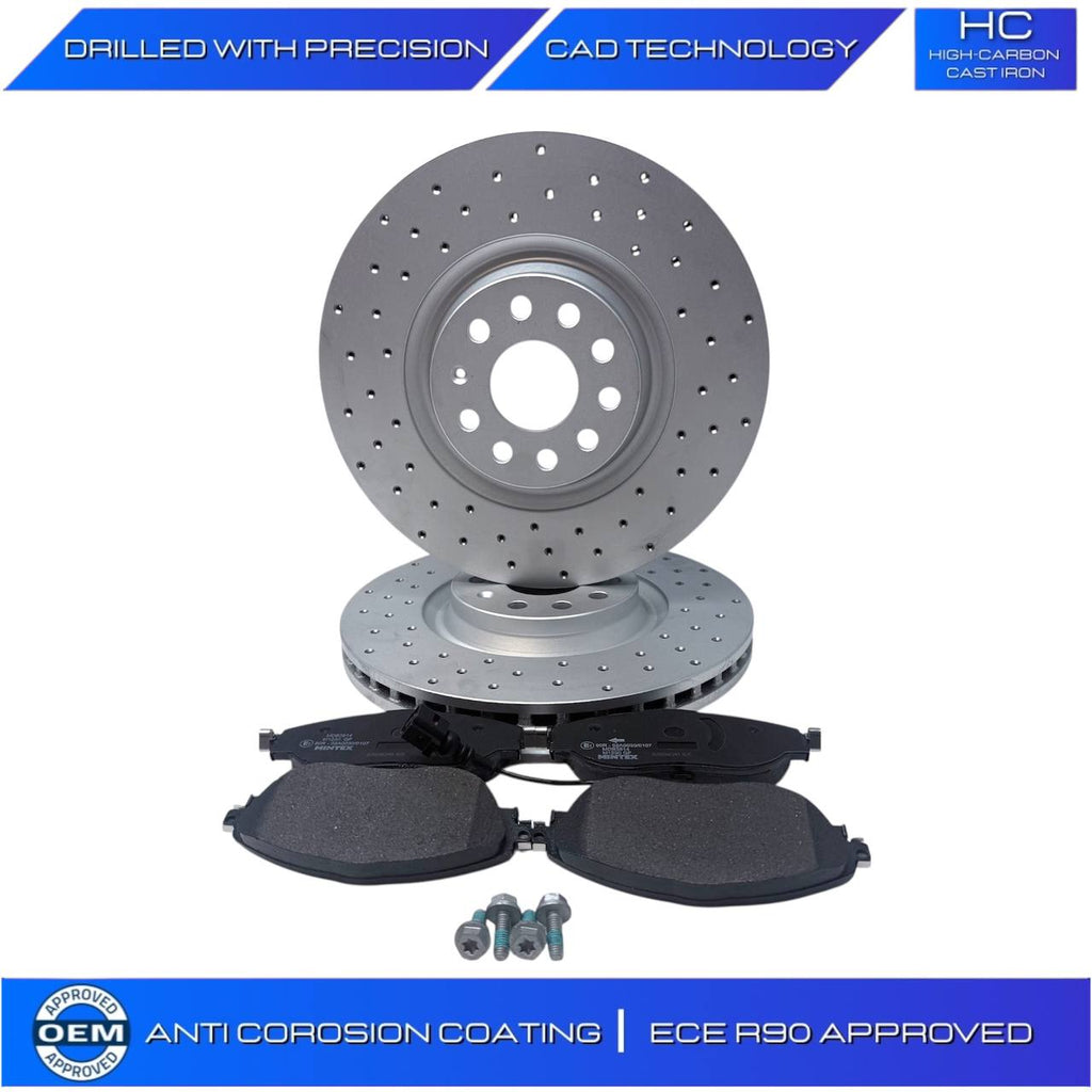 VW PASSAT TIGUAN BiTDI SCR BMT 4MOTION CROSS DRILLED BRAKE DISC PADS 340M