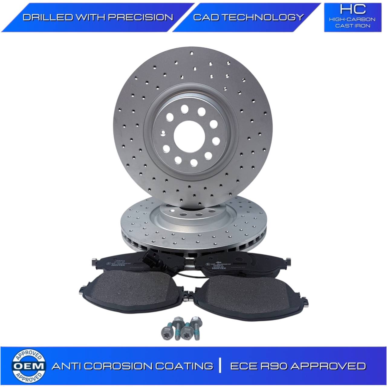 VW PASSAT TIGUAN BiTDI SCR BMT 4MOTION CROSS DRILLED BRAKE DISC PADS 340M