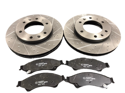 FOR FORD RANGER WILDTRACK FRONT PERFORMANCE DRILLED GROOVED BRAKE DISCS PADS