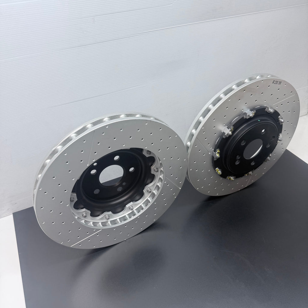 FOR MERCEDES C63 & E63S AMG FRONT 2 PIECE FLOATING BREMBO BRAKE DISCS PADS 390mm