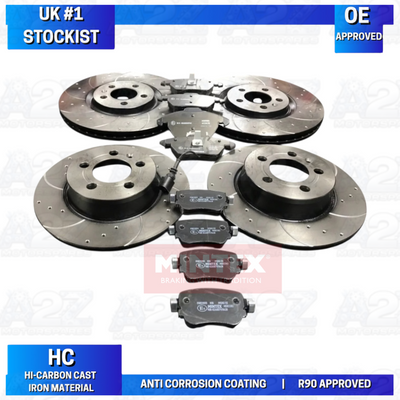 AUDI S1 2.0 QUATTRO BRAKE DISCS DRILLED GROOVED 310 FRONT 272 REAR BRAKE PADS