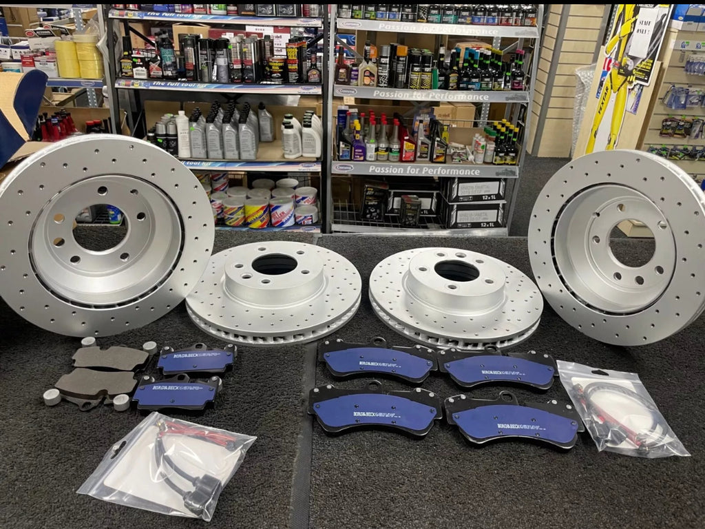 AUDI Q7 VW TOUAREG PORSCHE CAYENNE FRONT REAR DRILLED BRAKE DISCS PADS WIRES