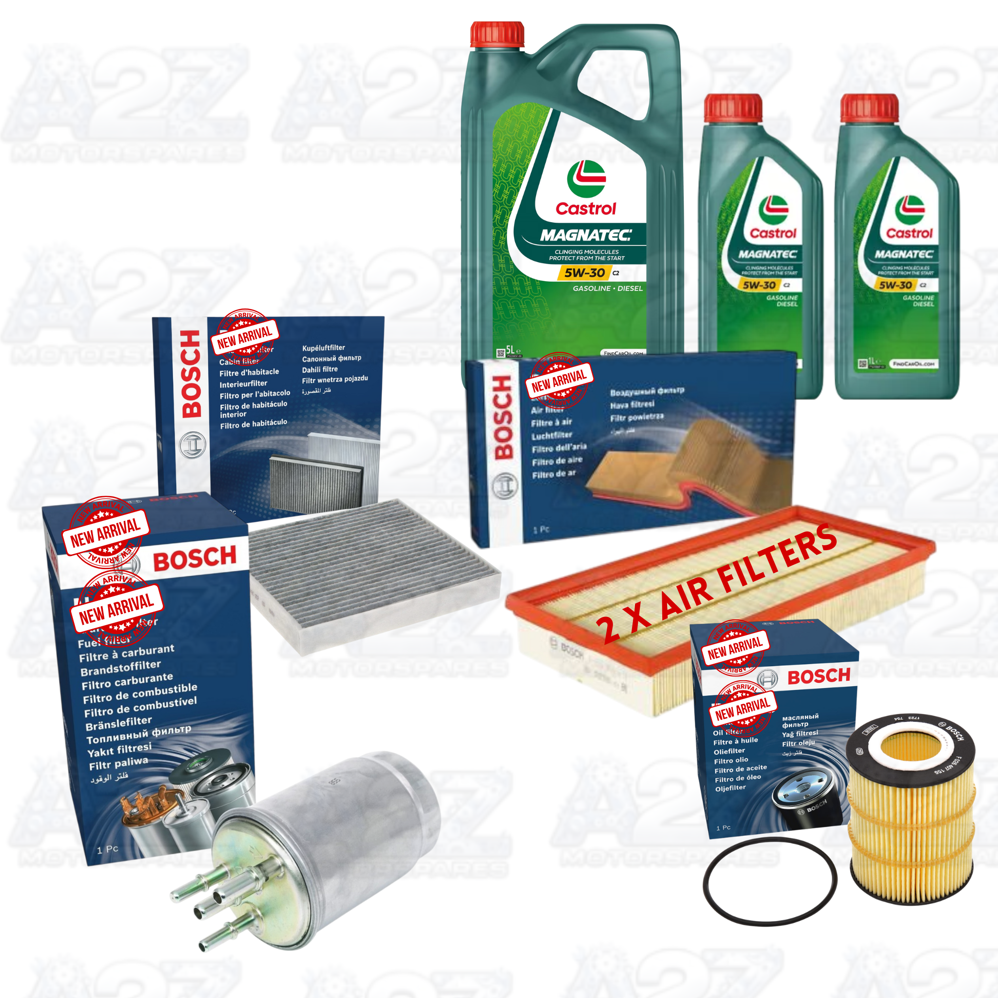 FOR RANGE ROVER SPORT SDV6 L494 3.0 TD 2013+ BOSCH SERVICE KIT & 6L CASTROL