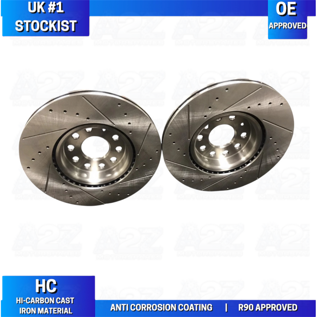 OCTAVIA VRS TDI CR DSG MK3 DSG CROSS DRILLED GROOVED FRONT BRAKE DISC 340MM