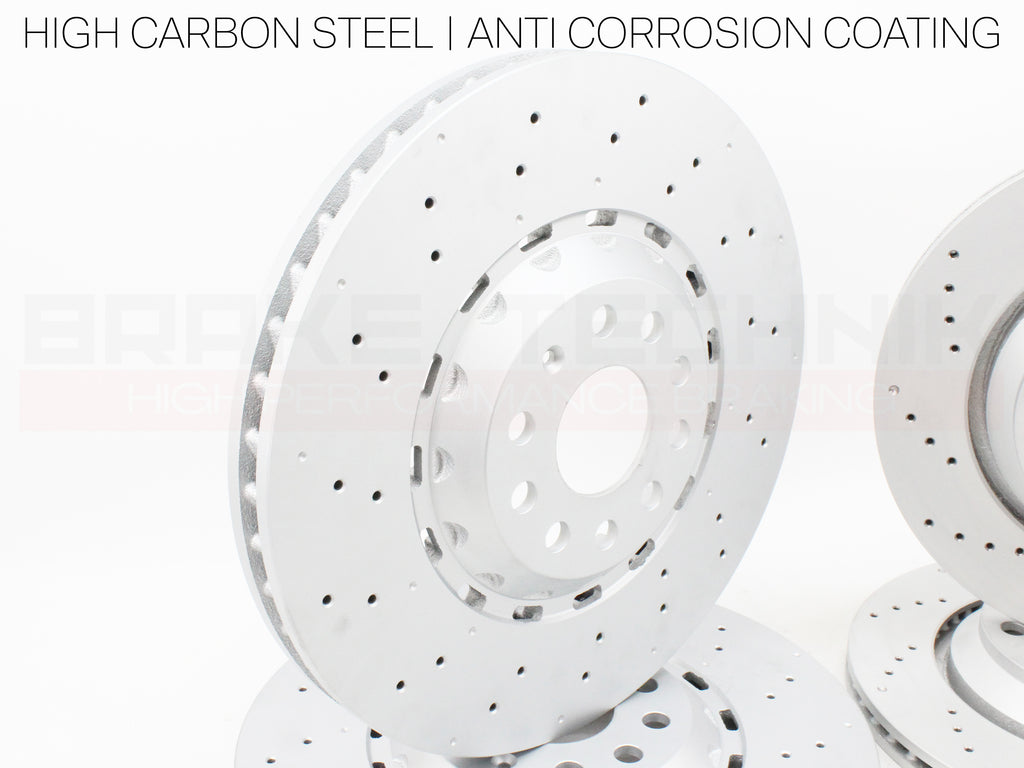 FOR VW GOLF R MK8 8.5 AUDI S3 8Y ARTEON R FRONT REAR PERFORMANCE DRILLED BRAKE DISCS & PADS
