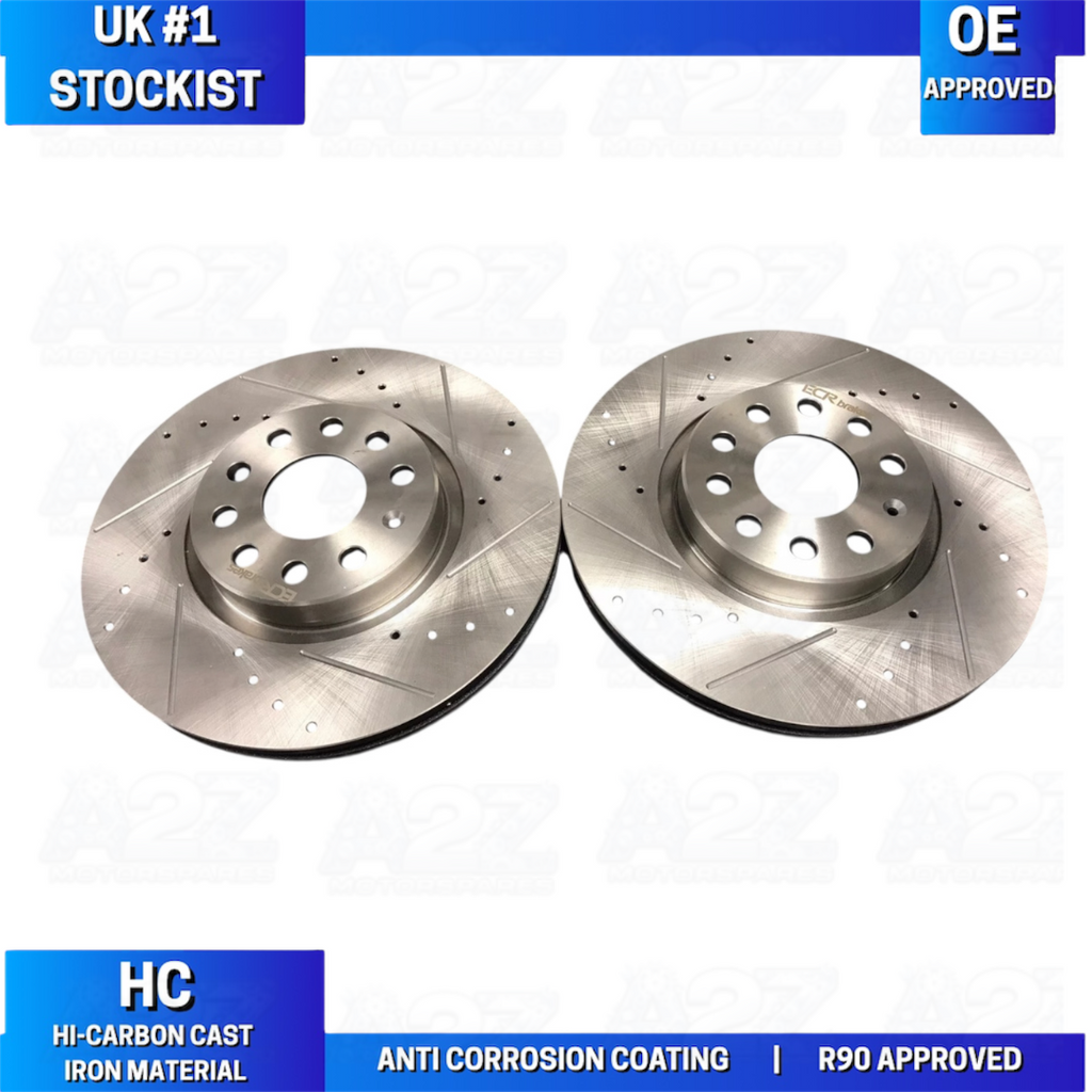 OCTAVIA VRS TDI CR DSG MK3 DSG CROSS DRILLED GROOVED FRONT BRAKE DISC 340MM
