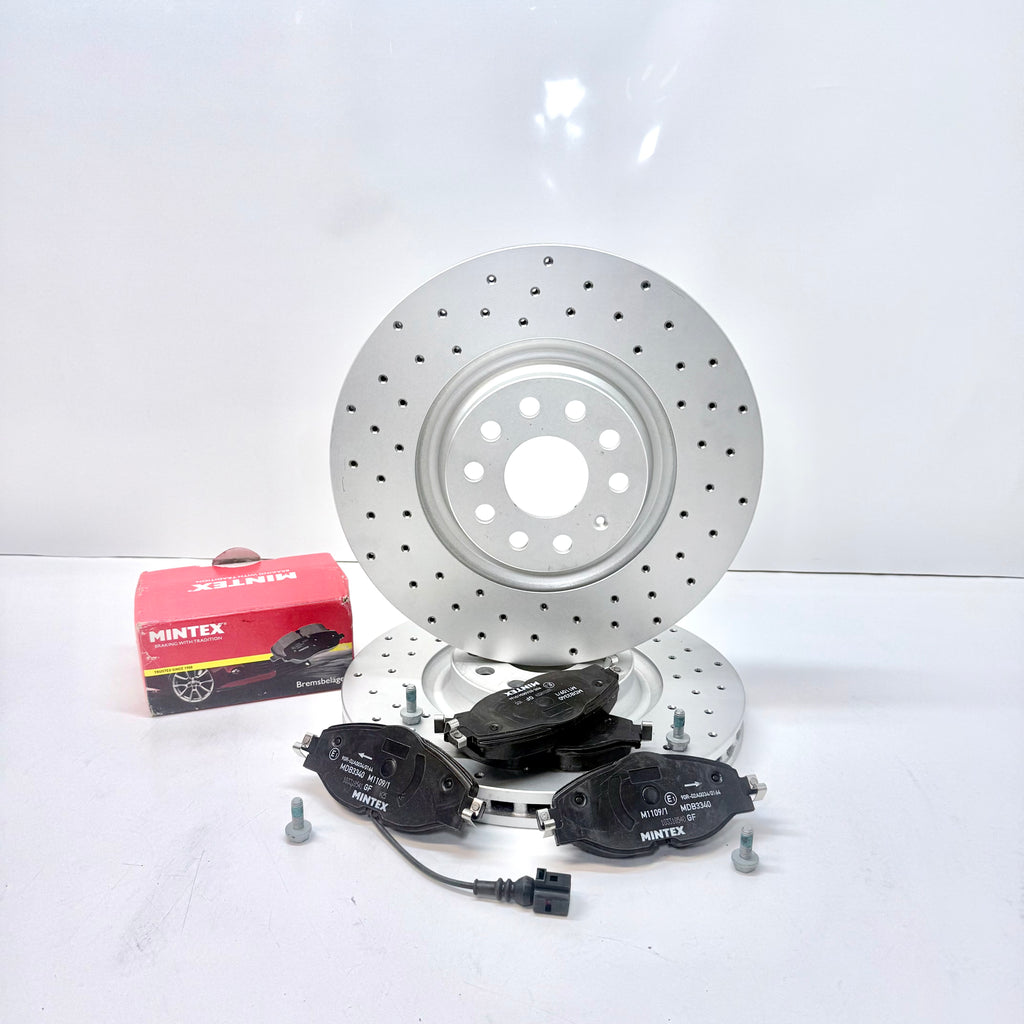 ATECA FORMENTOR LEON CUPRA 5F ST SC FRONT CROSS DRILLED BRAKE DISC PADS 340M
