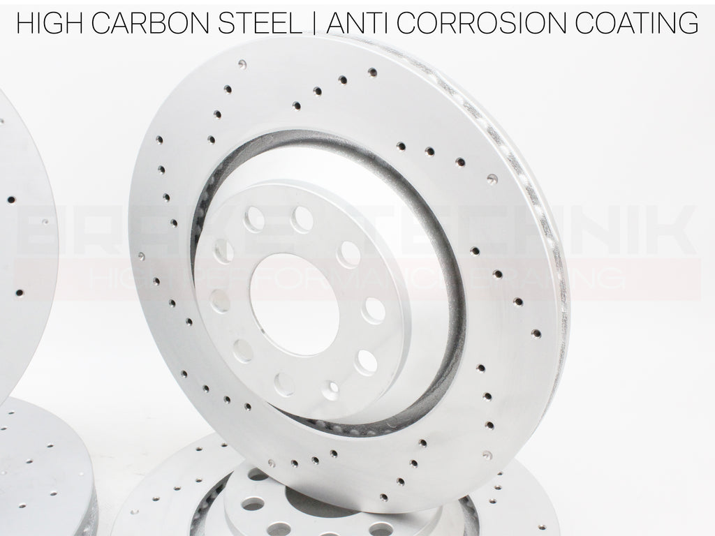 FOR VW GOLF R MK8 8.5 AUDI S3 8Y ARTEON R FRONT REAR PERFORMANCE DRILLED BRAKE DISCS & PADS