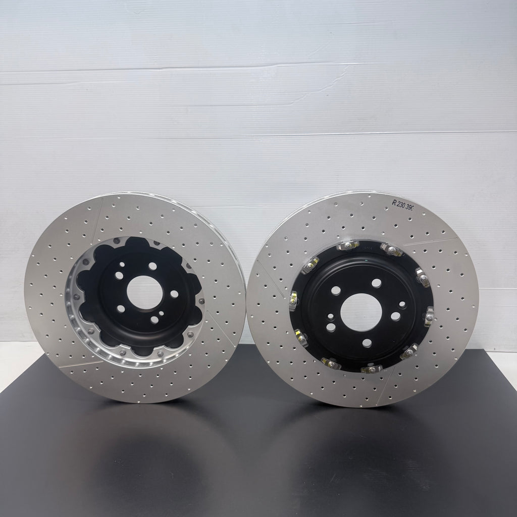 FOR MERCEDES C63 & E63S AMG FRONT 2 PIECE FLOATING BREMBO BRAKE DISCS PADS 390mm