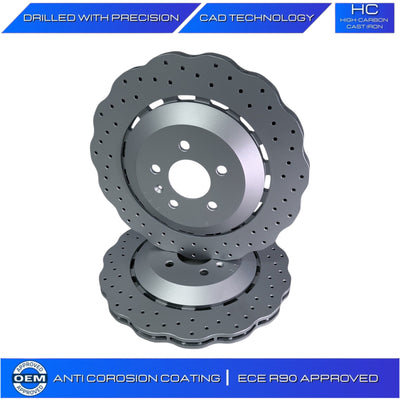 FOR AUDI RS6 AVANT QUATTRO 2013-2018 REAR AXLE  WAVEY DRILLED BRAKE DISC 4G0615601E 356mm