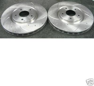 FOR MITSUBISHI LANCER EVO CROSS DRILLED GROOVED FRONT BRAKE DISC PAIR