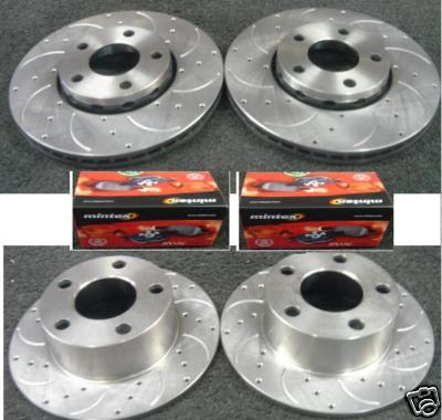 BMW 323 E46 DRILLED GROOVED BRAKE DISC MINTEX PADS 
