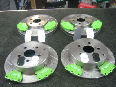 FOR CELICA VVTI 190 IMPORT DRILLED GROOVED  DISC RED PADS