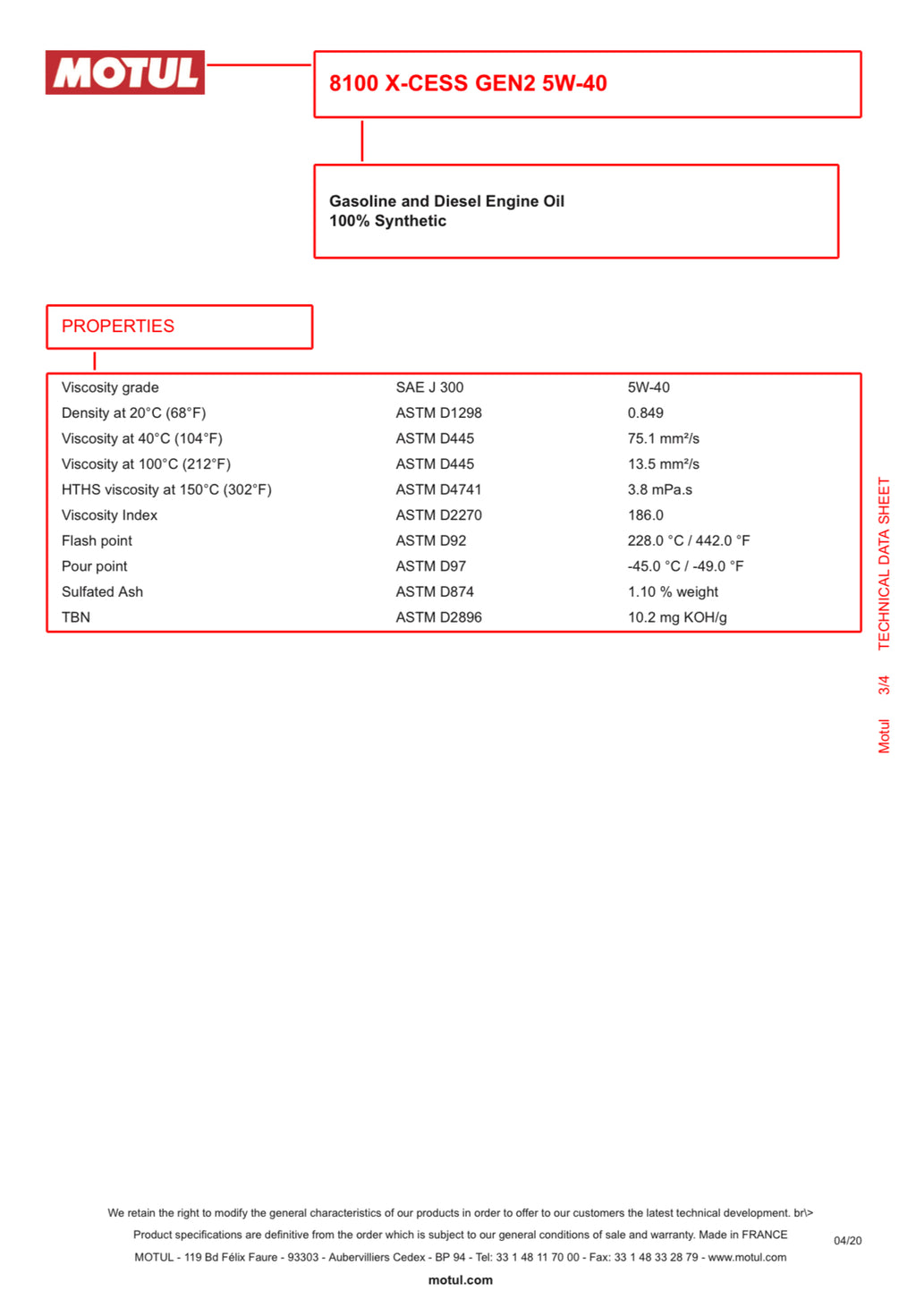 PREMIUM MOTUL 8100 X-Clean GEN2 5W40 C3 Fully Synthetic Engine Oil 6L 109762