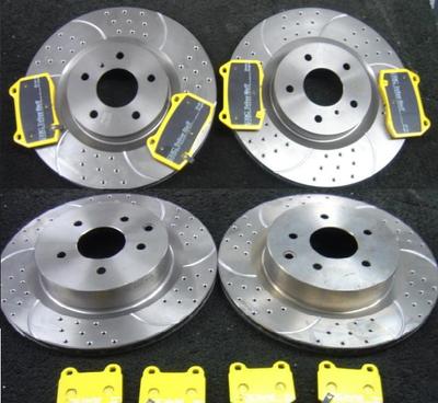 FOR NISSAN 350Z BRAKE DISC DRILLED GROOVED EBC YELLOW STUFF BRAKE PADS 
