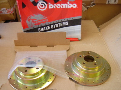 FOR SUBARU IMPREZA WRX TURBO LEGACY FORESTER  BRAKE DISC CROSS DRILLED BREMBO