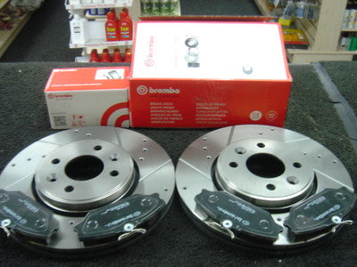  RENAULT CLIO SPORT 172 182 BRAKE DISC BRAKE PADS BREMBO DRILLED GROOVED  FRONT