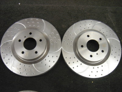 FOR NISSAN 350Z FRONT BRAKE DISC CROSS DRILLED GROOVED PERFORMANCE PAIR