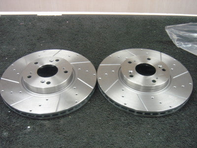 FOR HONDA CIVIC TYPE R  EP3 BRAKE DISC CROSS DRILLED GROOVED BRAKE DISC FRONT 