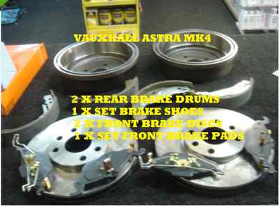 ASTRA MK4 98> BRAKE DRUMS BRAKE SHOES & BRAKE DISC PADS
