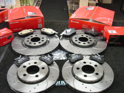 VW GOLF ANNIVERSARY  BRAKE DISC PADS FRONT REAR BREMBO DRILLED GROOVED BRAKES