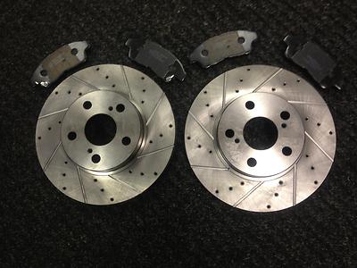 FOR CELICA ST202 3SGE  IMPORT BRAKE DISC DRILLED GROOVED BRAKE PADS FRONT 275
