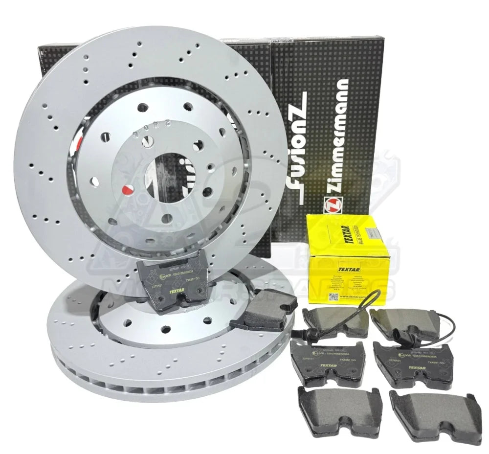 Audi R8 RS4 RS5 (08 17) ZIMMERMAN OEM FRONT BRAKE DISCS + Brake pads