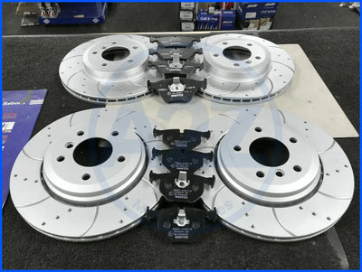 BMW F07 F10 F11 F12 DRILLED GROOVED BRAKE DISC MINTEX BRAKE PAD FRONT REAR