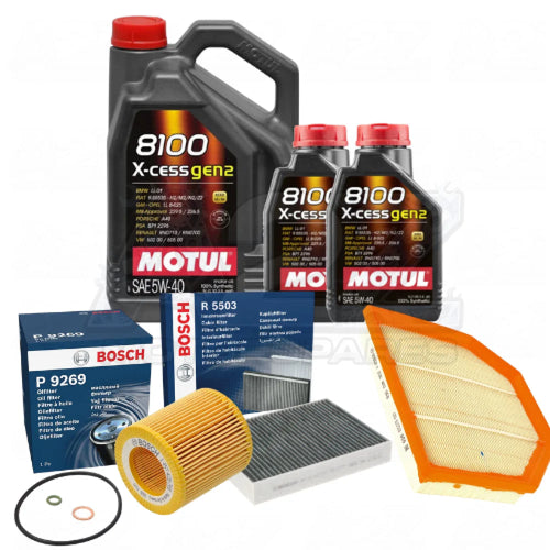 BMW M2 (F87) / M3 (F80) / M4 (F82/F83) S55 Engine Service Kit – Bosch Filters & 7L Motul 8100 X Cess 5W 40 Service Kit