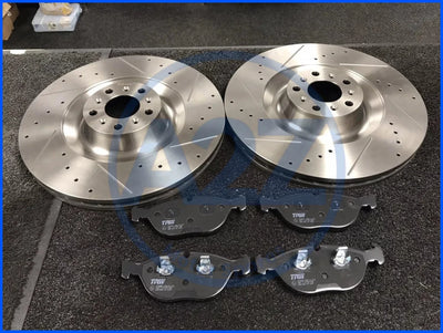 BRAKE DISC DRILLED GROOVED FRONT PAD FOR BENTLEY CONTINENTAL FLYING SPUR GT GTC