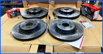FOR C-CLASS AMG C 63 PREMIUM MK4 W205 FRONT REAR DRILLED BRAKE DISCS AND PADS