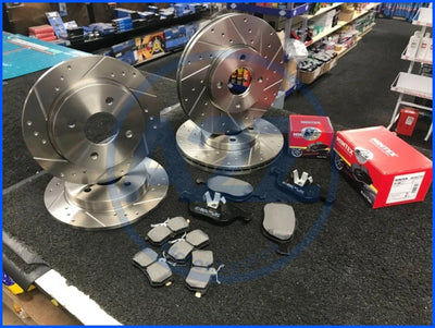 FOR FORD FIESTA MK6 ST150 CROSS DRILLED GROOVED BRAKE DISCS MINTEX PADS