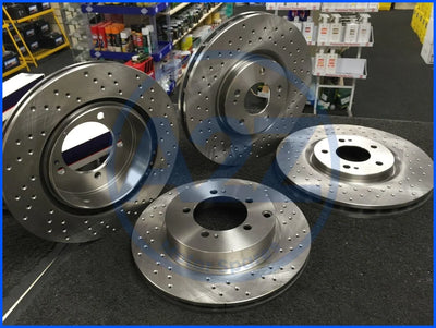 FOR MITSUBISHI LANCER EVO 5/6/7/8 CROSS DRILLED PRFRMNCE BRAKE DISC FRONT REAR 4