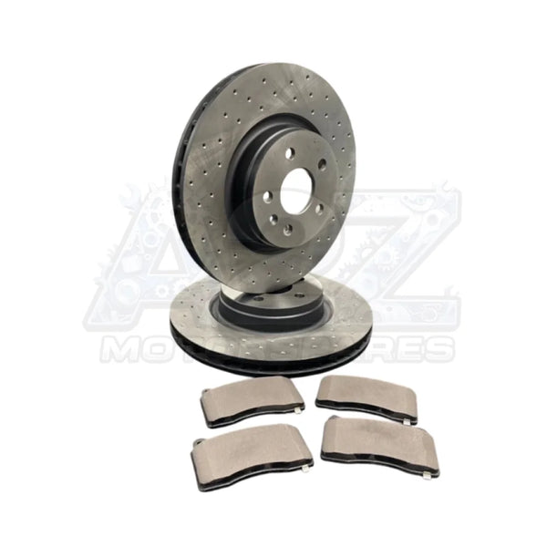 FOR TESLA MODEL S LONG RANGE FRONT DRILLED PERFORMANCE BRAKE DISCS 355MM & PADS 2 X NEW FRONT